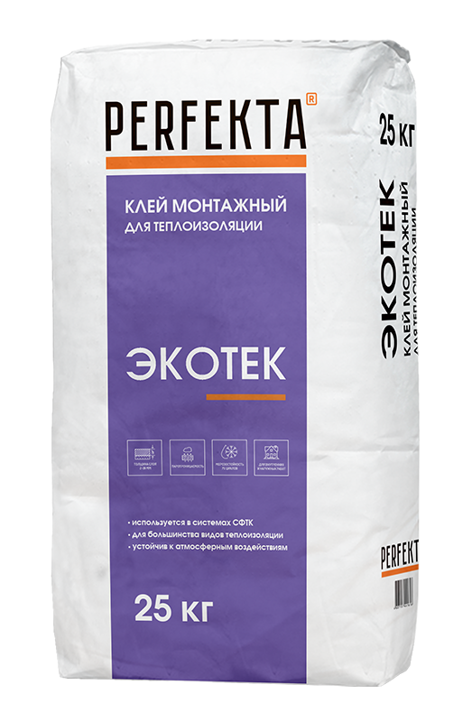 Клей монтажный для теплоизоляции Экотек, 25 кг