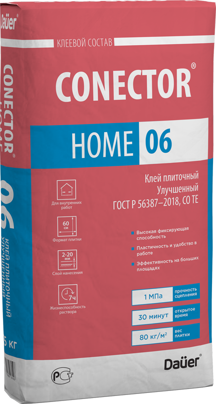 CONECTOR® HOME 06 ЗИМА Клей плиточный Улучшенный 25 кг DAUER