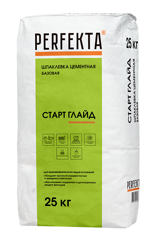 Шпаклевка цементная базовая Старт Глайд МН, 25 кг